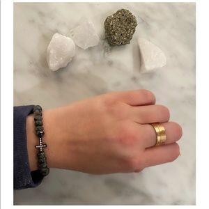 LARVIKITE LABRADORITE CROSS HEALING BRACELET